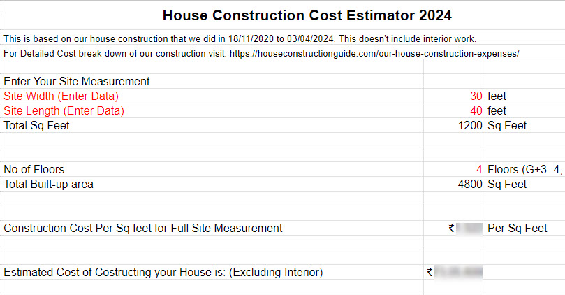 House Construction Expenses (Our's)