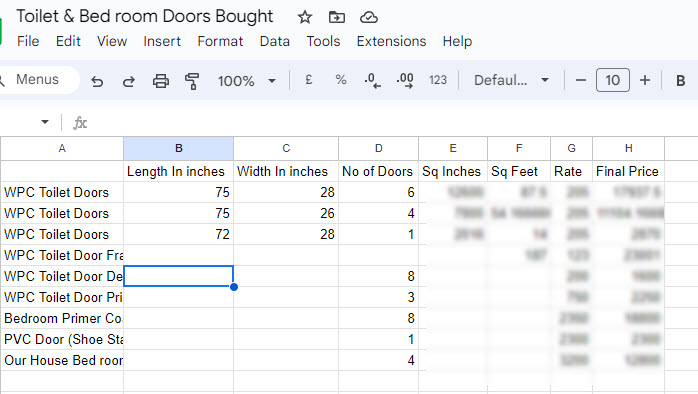 House Construction Expenses (Our's)