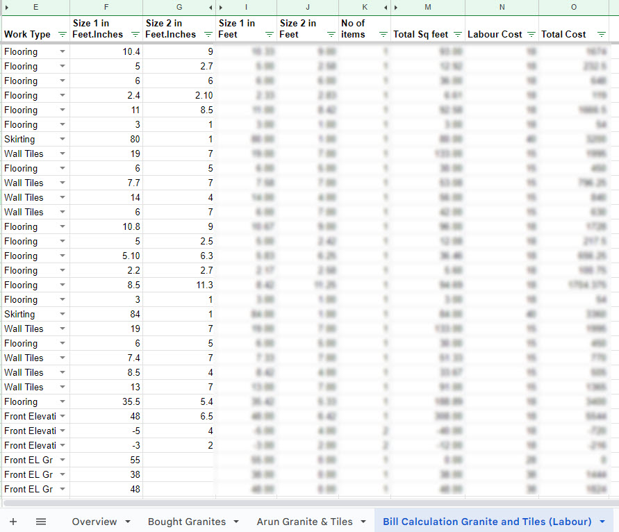 House Construction Expenses (Our's)