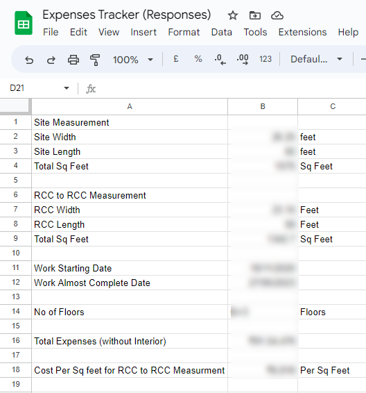 House Construction Expenses (Our's)